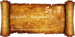 Szajkó Balambér névjegykártya